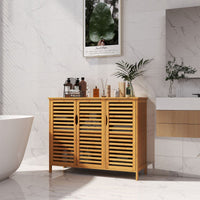 Bamboo Bathroom Cabinet Freestanding Storage Cabinet with Anti-tipping Device