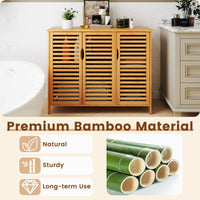 Bamboo Bathroom Cabinet Freestanding Storage Cabinet with Anti-tipping Device