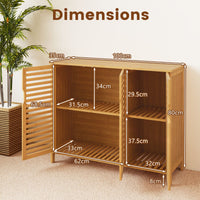 Bamboo Bathroom Cabinet Freestanding Storage Cabinet with Anti-tipping Device