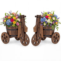 Barrel Flower Cart Planter with Drainage Hole for Growing Vegetables Herbs