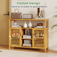 2-Door Bamboo Bathroom Storage Cabinet with Anti-tipping Device