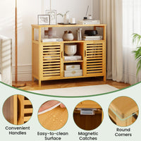 2-Door Bamboo Bathroom Storage Cabinet with Anti-tipping Device