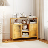 2-Door Bamboo Bathroom Storage Cabinet with Anti-tipping Device