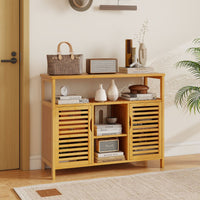 2-Door Bamboo Bathroom Storage Cabinet with Anti-tipping Device