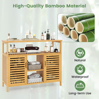2-Door Bamboo Bathroom Storage Cabinet with Anti-tipping Device