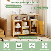 2-Door Bamboo Bathroom Storage Cabinet with Anti-tipping Device