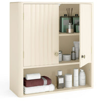 Bathroom Wall Cabinet with Fluted Doors and Adjustable Shelf