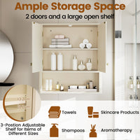 Bathroom Wall Cabinet with Fluted Doors and Adjustable Shelf