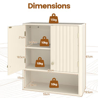 Bathroom Wall Cabinet with Fluted Doors and Adjustable Shelf