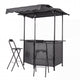 3-Piece Outdoor BBQ Canopy with Bar Table and 2 Folding Bar Stools for Backyard