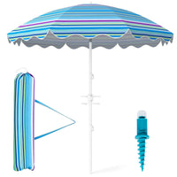 Beach Umbrella with Tilt Sand Anchor UPF 50 and 8 Ribs