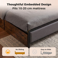 Metal Bed Frame with 4 Storage Drawers Upholstered Storage Headboard