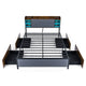 Metal Bed Frame with 4 Storage Drawers Upholstered Storage Headboard
