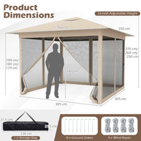 350 x 350 CM Pop-up Canopy Tent One-Person Easy Setup Outdoor Screen Gazebo