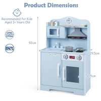 Play Kitchen for Kids, Wooden Kitchen Playset with Range Hood