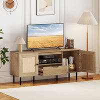 Boho TV Stand for 60 Inch TV Entertainment Center with Cabinets