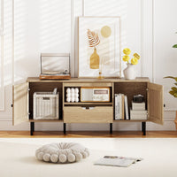 Boho TV Stand for 60 Inch TV Entertainment Center with Cabinets