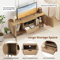 Boho TV Stand for 60 Inch TV Entertainment Center with Cabinets