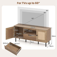Boho TV Stand for 60 Inch TV Entertainment Center with Cabinets