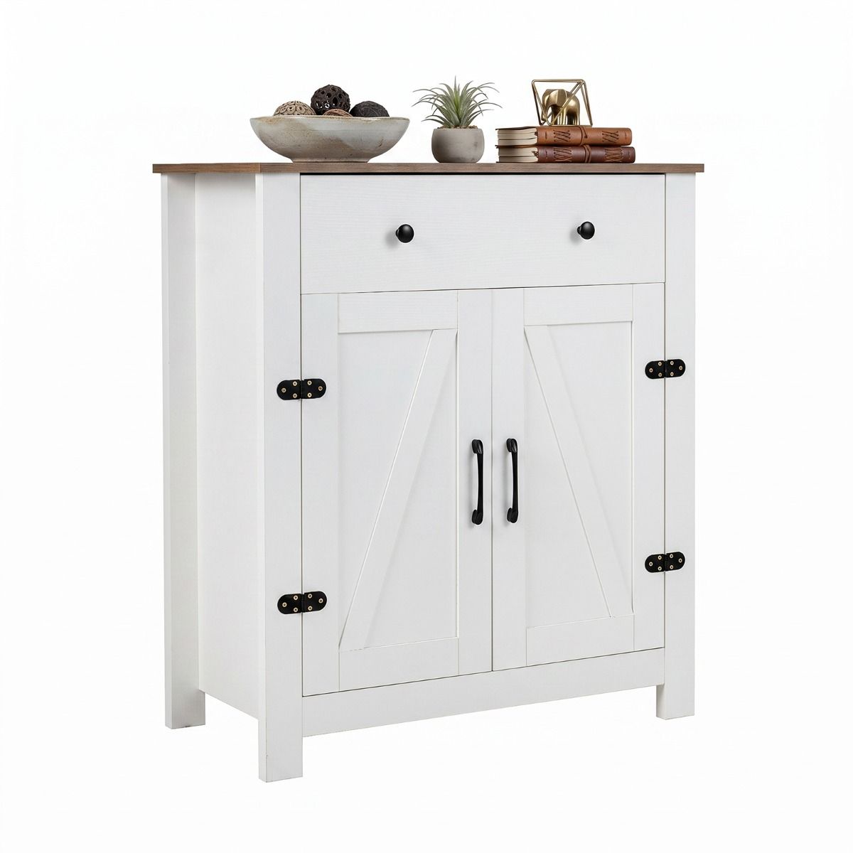Farmhouse Buffet Cabinet 80cm with Adjustable Shelf and 2 Barn Doors