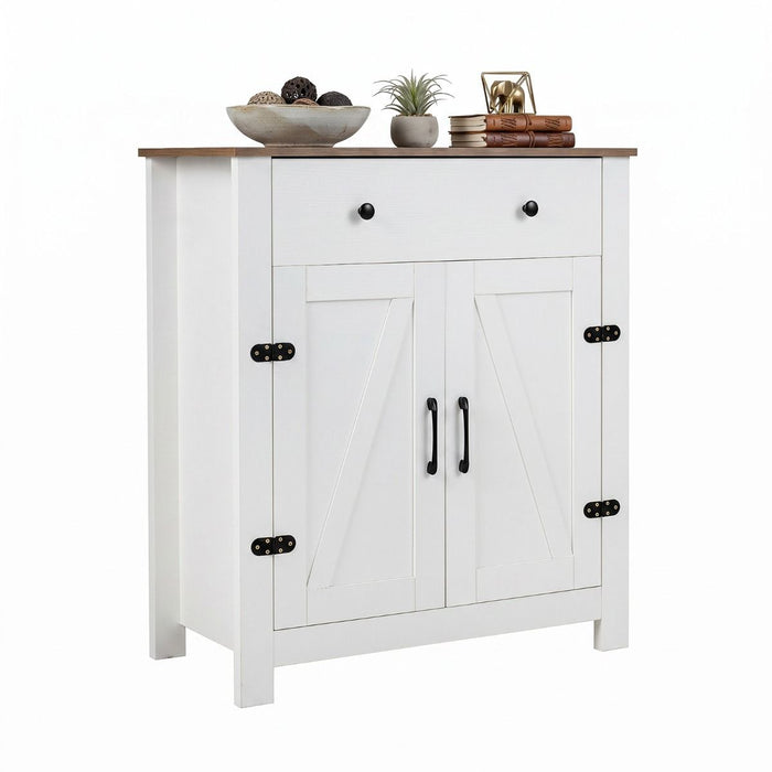 Farmhouse Buffet Cabinet 80cm with Adjustable Shelf and 2 Barn Doors