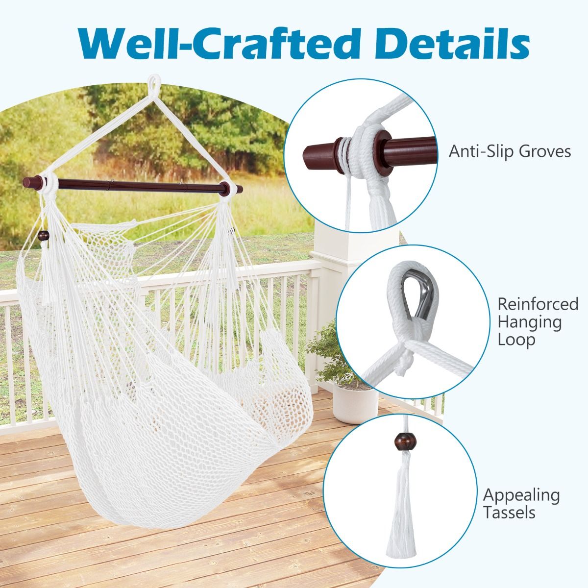 Caribbean Hammock Chair with Metal Spreader Bar