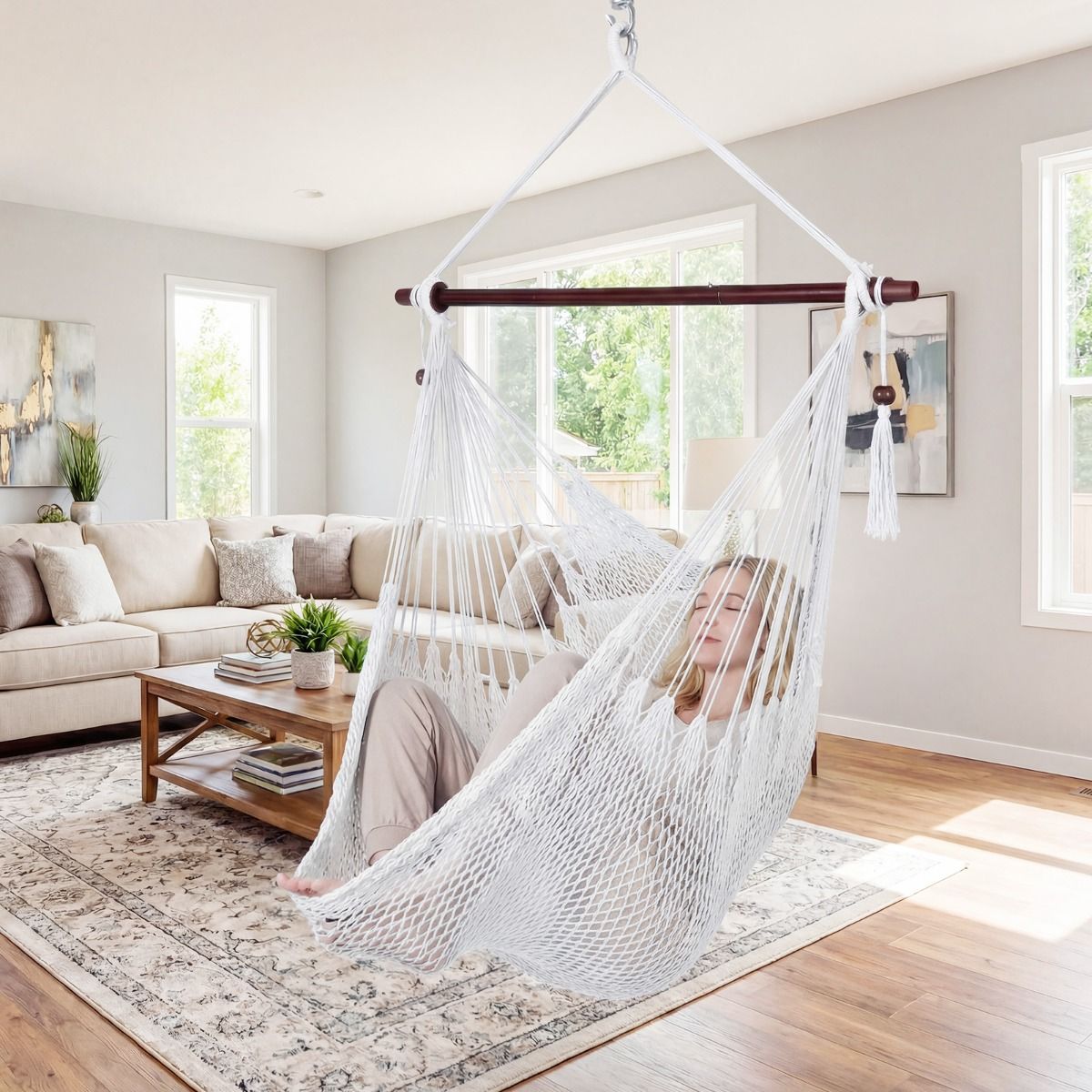 Caribbean Hammock Chair with Metal Spreader Bar