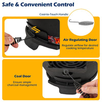 Cast Iron Charcoal Grill Portable Hibachi Grill with Double-Sided Grate