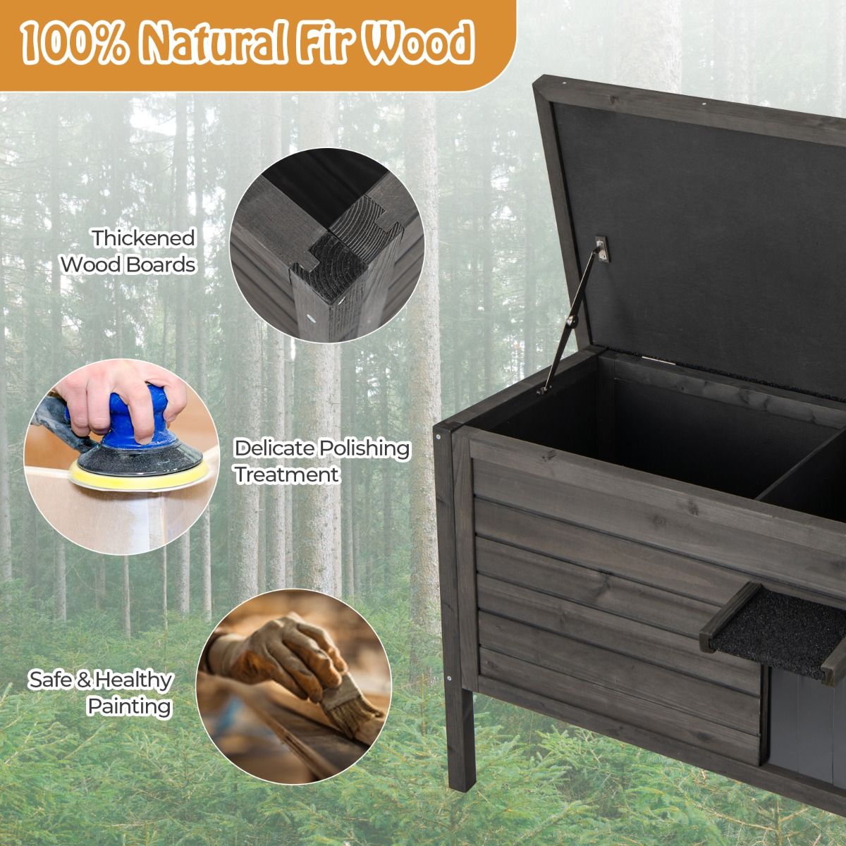 Outdoor Insulated Cat House for Winter, Weatherproof Wooden Feral Cat House