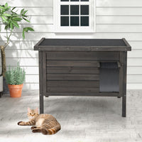 Outdoor Insulated Cat House for Winter, Weatherproof Wooden Feral Cat House