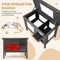 Outdoor Insulated Cat House for Winter, Weatherproof Wooden Feral Cat House
