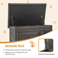 Outdoor Insulated Cat House for Winter, Weatherproof Wooden Feral Cat House