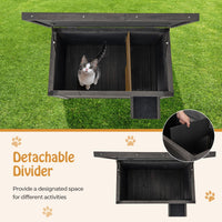 Outdoor Insulated Cat House for Winter, Weatherproof Wooden Feral Cat House