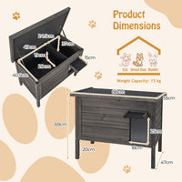 Outdoor Insulated Cat House for Winter, Weatherproof Wooden Feral Cat House