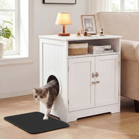 Cat Litter Box Enclosure Hidden Pet Furniture with 2-Door Cabinet