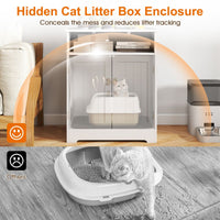 Cat Litter Box Enclosure Hidden Pet Furniture with 2-Door Cabinet