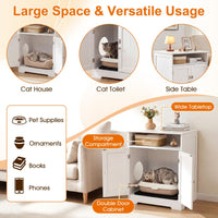 Cat Litter Box Enclosure Hidden Pet Furniture with 2-Door Cabinet