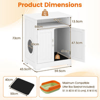 Cat Litter Box Enclosure Hidden Pet Furniture with 2-Door Cabinet