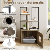 Cat Tree with Litter Box Enclosure with 2 Scratching Posts