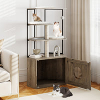 Cat Tree with Litter Box Enclosure with 2 Scratching Posts