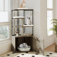 Cat Tree with Litter Box Enclosure with 2 Scratching Posts