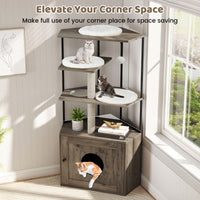 Cat Tree with Litter Box Enclosure with 2 Scratching Posts