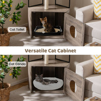 Cat Tree with Litter Box Enclosure with 2 Scratching Posts