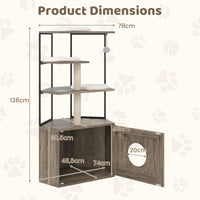 Cat Tree with Litter Box Enclosure with 2 Scratching Posts