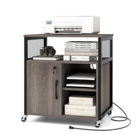 Rolling File Cabinet Mobile Lateral FilingPrinter Stand with Charging Station