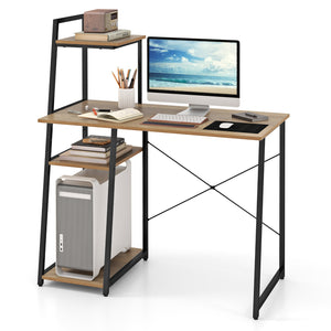 Computer Desk Study Writing Desk Workstation w/ Bookshelf Host Stand Home Office