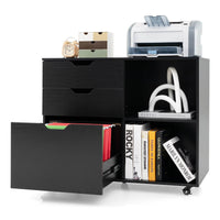 3-Drawer File Cabinet Mobile Printer Stand Rolling Filing Cabinet Home Office