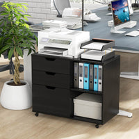 3-Drawer File Cabinet Mobile Printer Stand Rolling Filing Cabinet Home Office