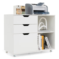 3-Drawer File Cabinet Mobile Printer Stand Rolling Filing Cabinet Home Office