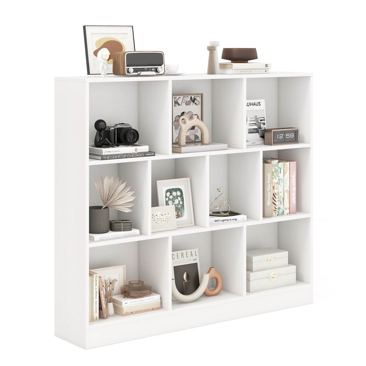 8/10 Cube 3-Tier Bookshelf Storage Organizer Wood Display Shelf Living Room